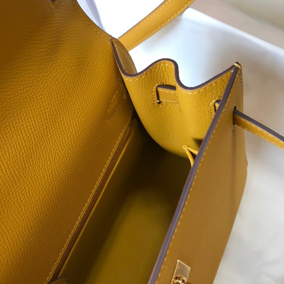 H**mes kelly 25cm sellier bag in jaune ambre epsom calfskin ghw