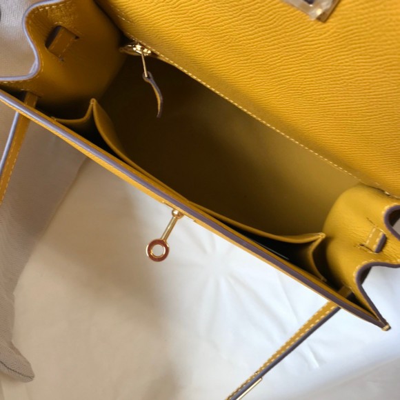 H**mes kelly 25cm sellier bag in jaune ambre epsom calfskin ghw