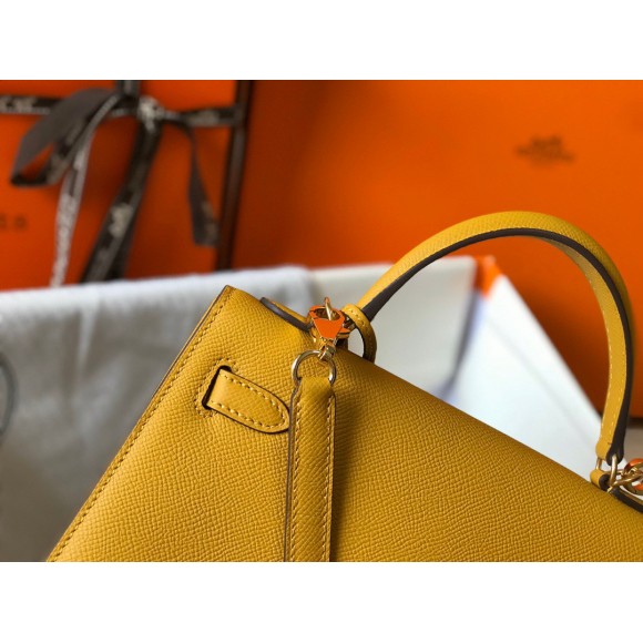 H**mes kelly 25cm sellier bag in jaune ambre epsom calfskin ghw