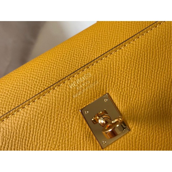 H**mes kelly 25cm sellier bag in jaune ambre epsom calfskin ghw