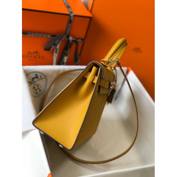 H**mes kelly 25cm sellier bag in jaune ambre epsom calfskin ghw