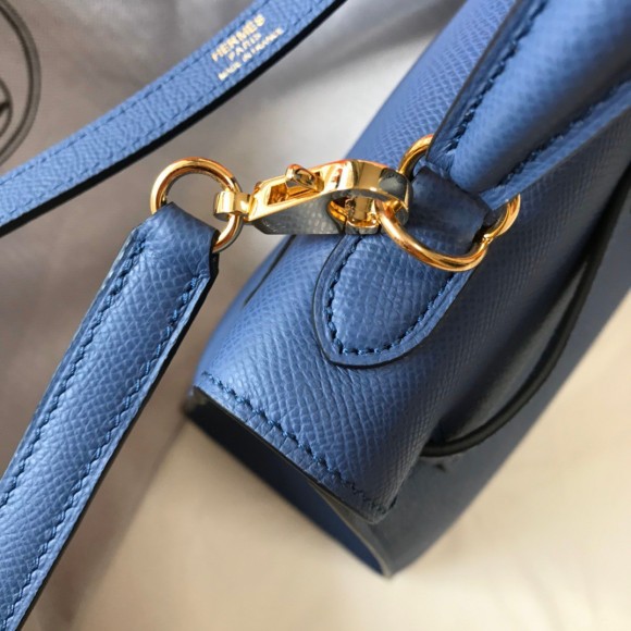 H**mes kelly 25cm sellier bag in blue agate epsom calfskin ghw