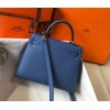 Hermes Kelly 25cm Sellier Bag in Blue Agate Epsom Calfskin GHW
