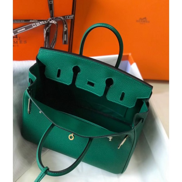 H**mes birkin 25 bag in vert vertigo clemence leather with ghw