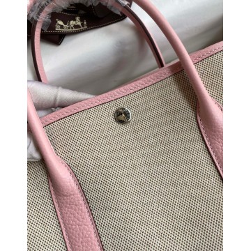 Hermes Garden Party 30 Handmade Bag in Toile and Pink Leather Hermes Garden Party 30 Handmade Bag in Toile and Pink Leather