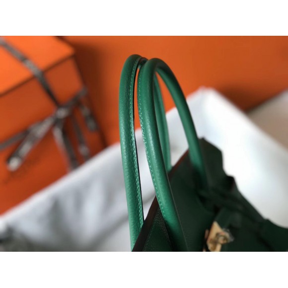 H**mes birkin 30 bag in vert vertigo clemence leather with ghw