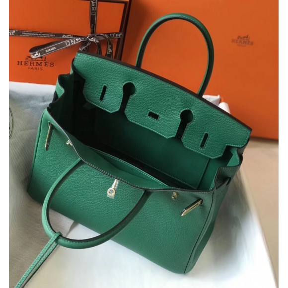 H**mes birkin 30 bag in vert vertigo clemence leather with ghw