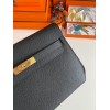 Hermes Kelly Depeches 25 Pouch in Black Epsom Calfskin