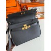 Hermes Kelly Depeches 25 Pouch in Black Epsom Calfskin
