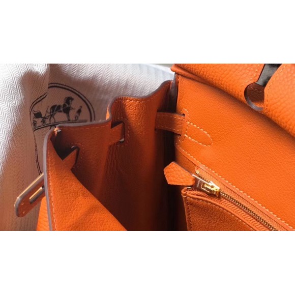 H**mes birkin 25 bag in orange clemence leather with ghw