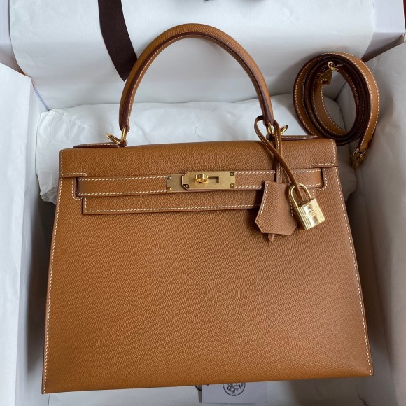 H**mes kelly sellier 28 handmade bag in gold epsom calfskin