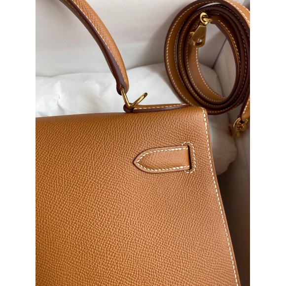 H**mes kelly sellier 28 handmade bag in gold epsom calfskin