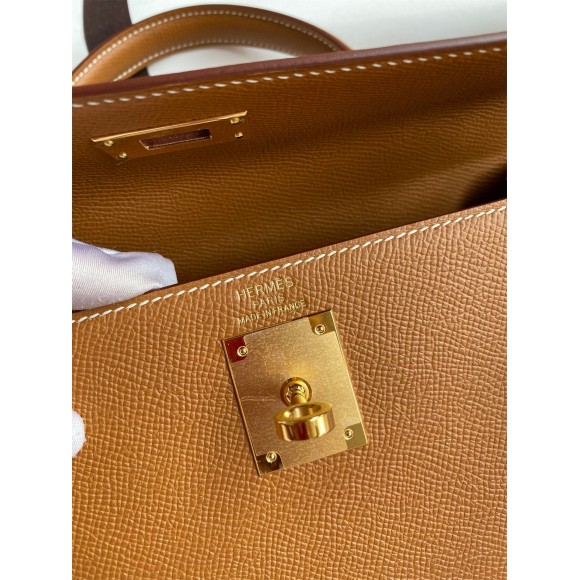 H**mes kelly sellier 28 handmade bag in gold epsom calfskin