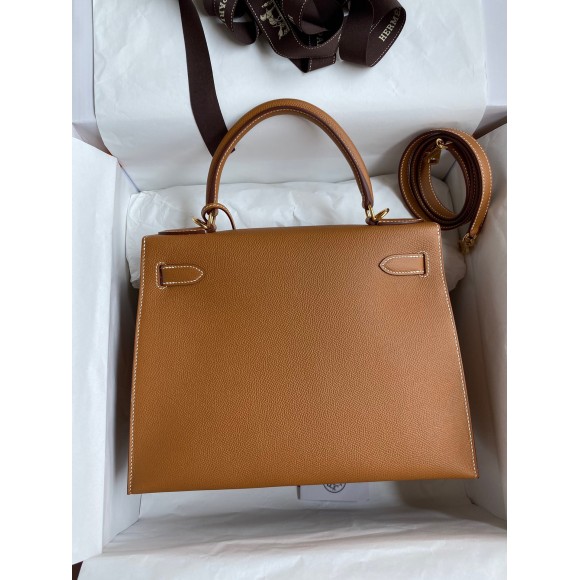 H**mes kelly sellier 28 handmade bag in gold epsom calfskin