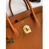 Hermes Birkin 25 Retourne Handmade Bag In Orange Clemence Leather