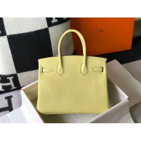 H**mes birkin 30 bag in jaune poussin clemence leather with ghw