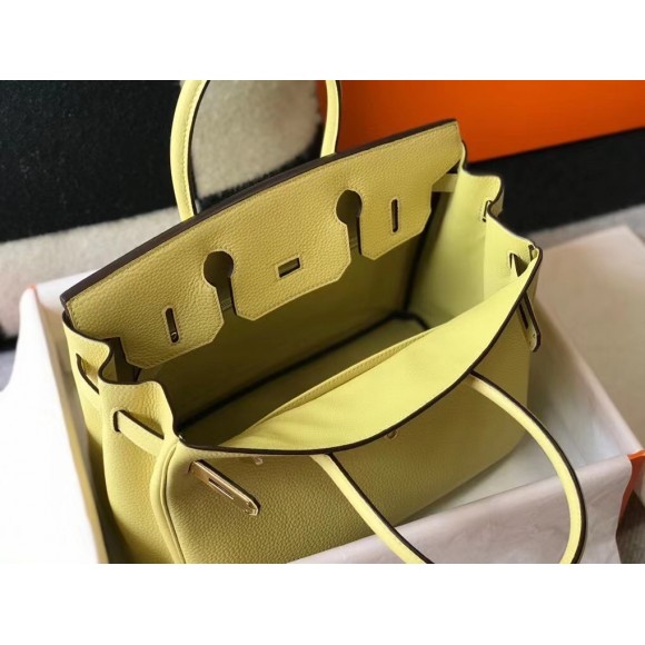 H**mes birkin 30 bag in jaune poussin clemence leather with ghw