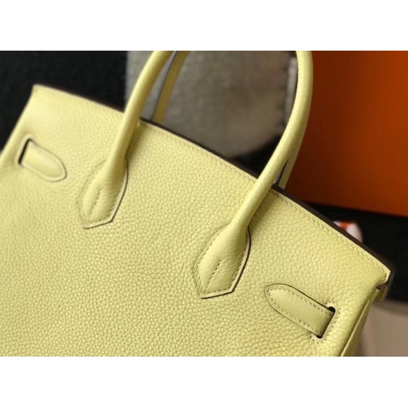 H**mes birkin 30 bag in jaune poussin clemence leather with ghw