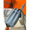 Hermes Kelly 32cm Retourne Bag in Blue Lin Clemence Leather GHW