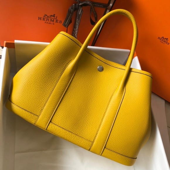 H**mes garden party 30 bag in yellow clemence leather