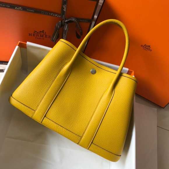 H**mes garden party 30 bag in yellow clemence leather