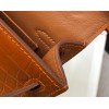 Hermes Kelly Mini II Sellier Bag In Gold Crocodile Embossed Leather