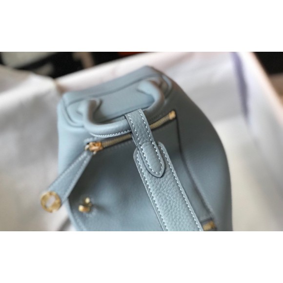 H**mes lindy mini bag in blue lin clemence leather ghw