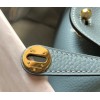 Hermes Lindy Mini Bag In Blue Lin Clemence Leather GHW