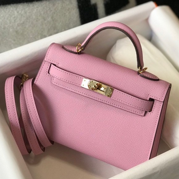 H**mes kelly mini ii sellier bag in mauve sylvestre epsom leather