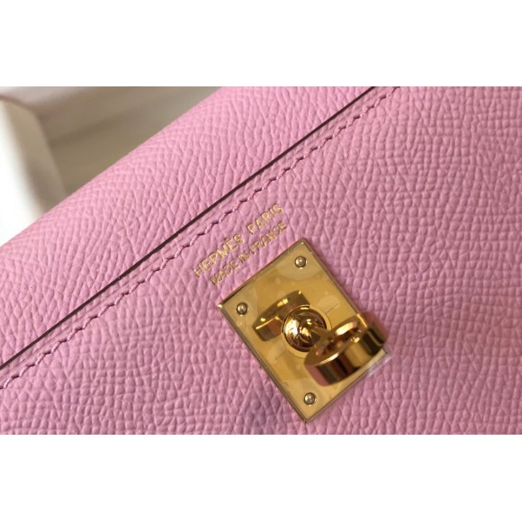 H**mes kelly mini ii sellier bag in mauve sylvestre epsom leather