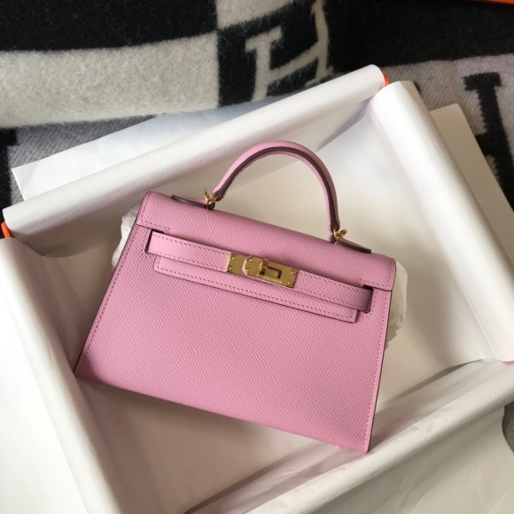 H**mes kelly mini ii sellier bag in mauve sylvestre epsom leather