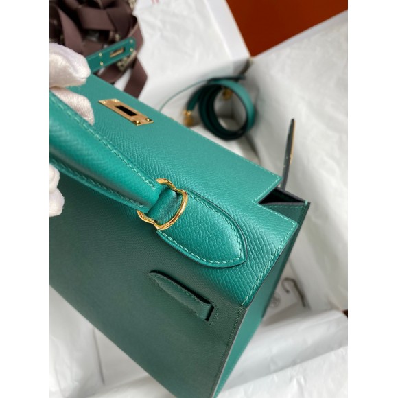 H**mes kelly sellier 32 handmade bag in malachite epsom calfskin