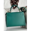 Hermes Kelly Sellier 32 Handmade Bag in Malachite Epsom Calfskin