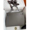 Hermes Kelly Sellier 32 Handmade Bag In Etain Epsom Calfskin