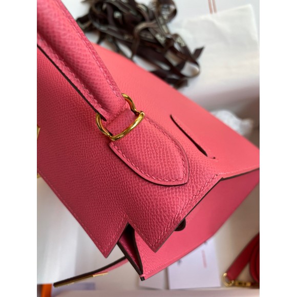 H**mes kelly sellier 28 handmade bag in rose lipstick epsom calfskin