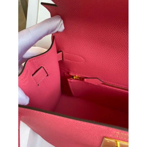 H**mes kelly sellier 28 handmade bag in rose lipstick epsom calfskin