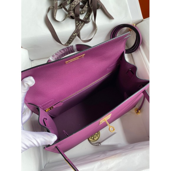 H**mes kelly sellier 32 handmade bag in anemone epsom calfskin