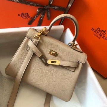 Hermes Kelly 20cm Bag In Trench Clemence Leather GHW Hermes Kelly 20cm Bag In Trench Clemence Leather GHW