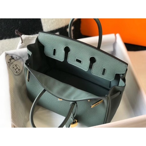 H**mes birkin 25 bag in vert amande clemence leather with ghw