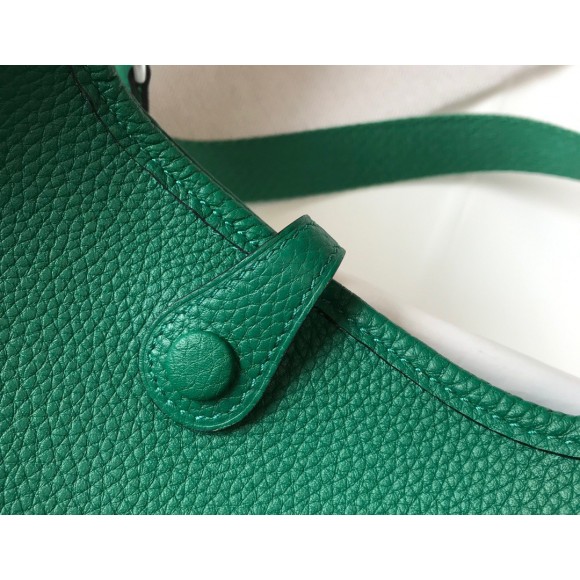 H**mes evelyne iii mini bag in vert vertigo clemence leather