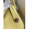Hermes Lindy 26 Handmade Bag In Jaune Poussin Clemence Leather