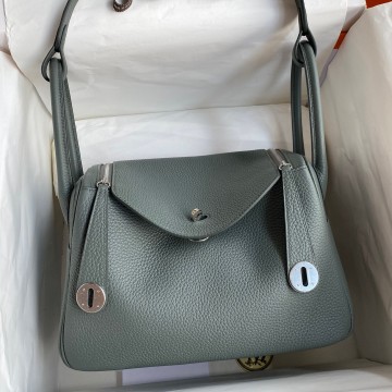 Hermes Lindy 26 Handmade Bag In Vert Amande Clemence Leather Hermes Lindy 26 Handmade Bag In Vert Amande Clemence Leather