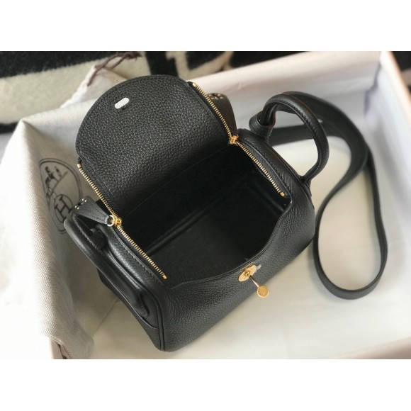 H**mes lindy mini bag in black clemence leather ghw