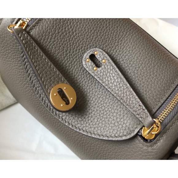 H**mes lindy mini bag in etain clemence leather ghw