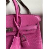 Hermes Birkin 25 Retourne Handmade Bag In Pink Lizard Leather