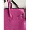 Hermes Birkin 25 Retourne Handmade Bag In Pink Lizard Leather