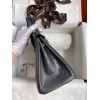 Hermes Birkin 25 Retourne Handmade Bag In Graphite Matte Alligator Leather
