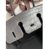 Hermes Birkin 25 Retourne Handmade Bag In Graphite Matte Alligator Leather