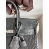 Hermes Birkin 25 Retourne Handmade Bag In Graphite Matte Alligator Leather