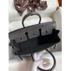Hermes Birkin 25 Retourne Handmade Bag In Graphite Matte Alligator Leather